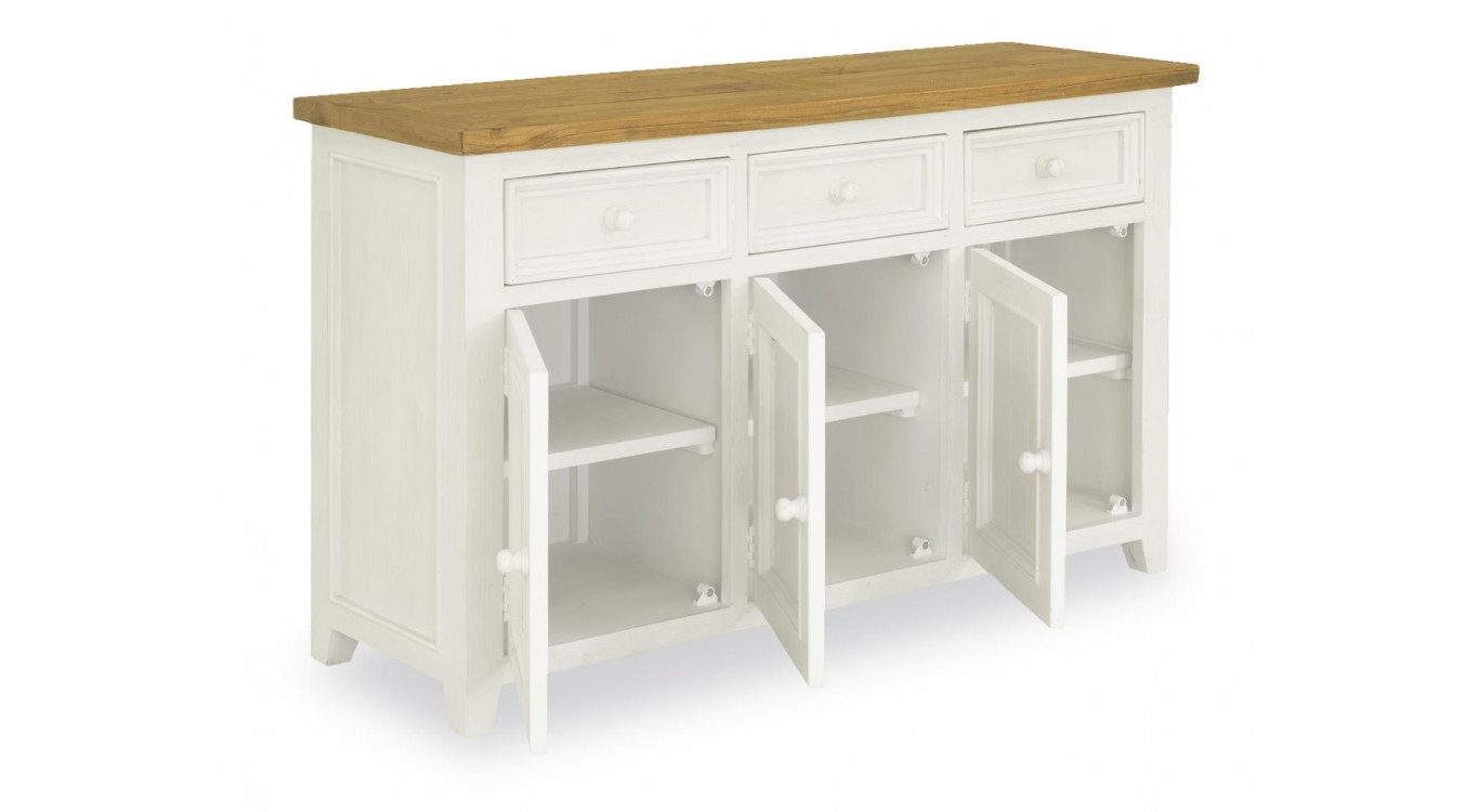 Buffet 3 Tiroirs Bois Blanc 141x45x85cm