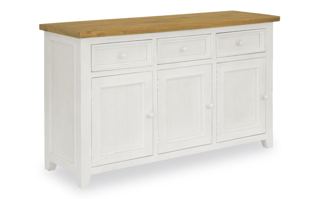 Buffet 3 Tiroirs Bois Blanc 141x45x85cm