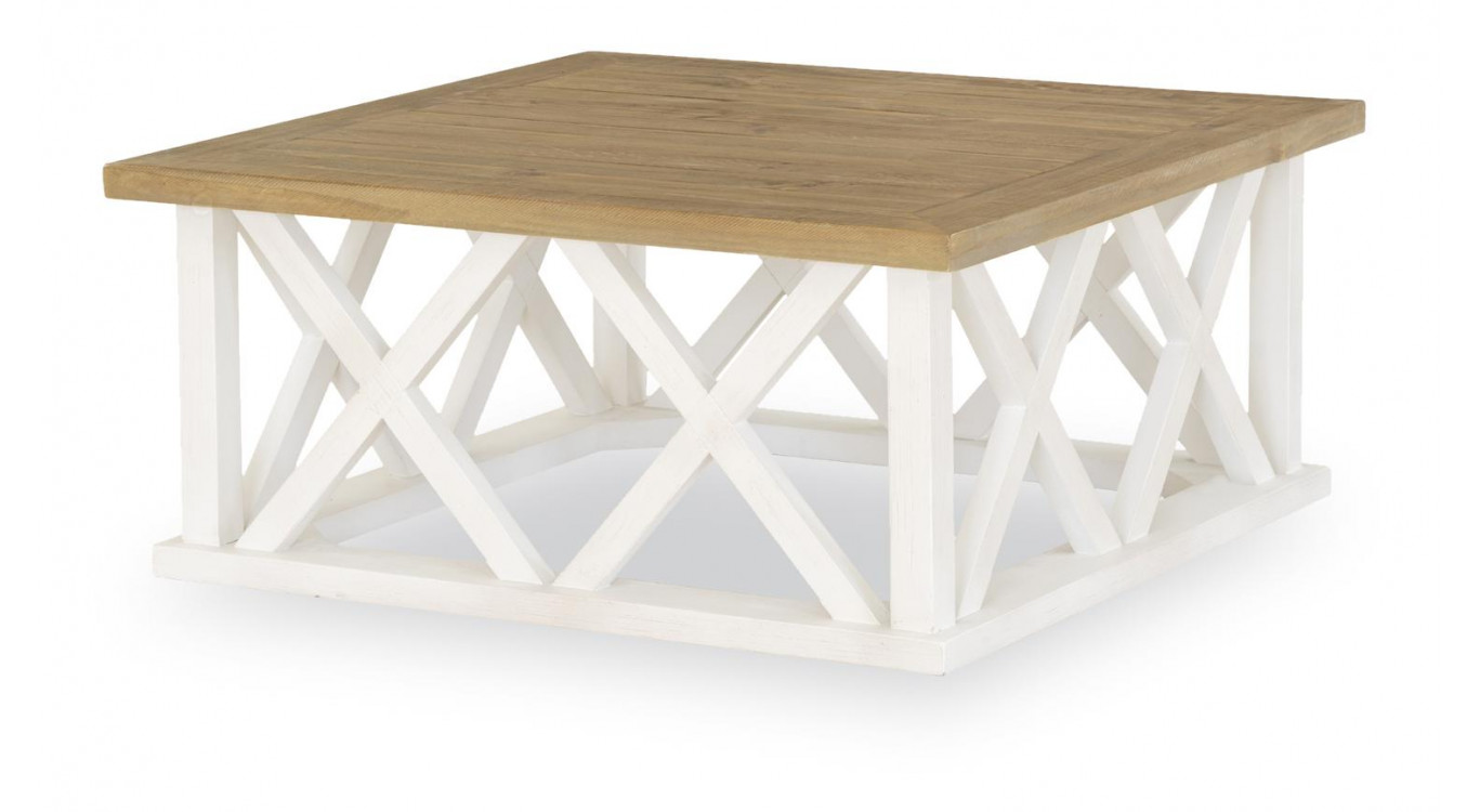 Niedriger Holztisch Weiß 100x100x45cm