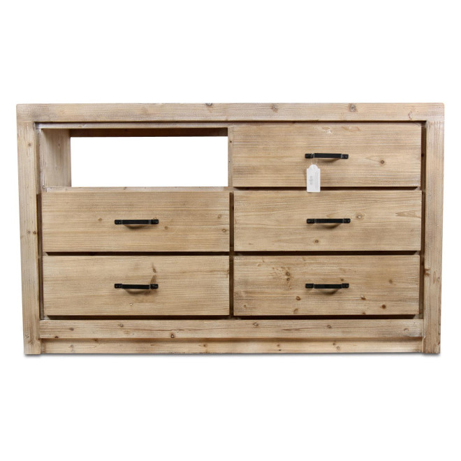 Kommode mit 5 Schubladen Naturholz 142x40x85cm