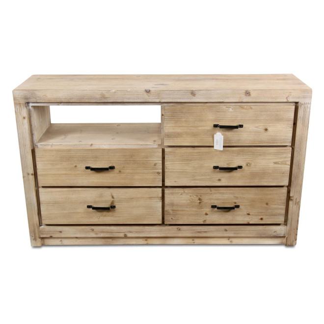 Kommode mit 5 Schubladen Naturholz 142x40x85cm