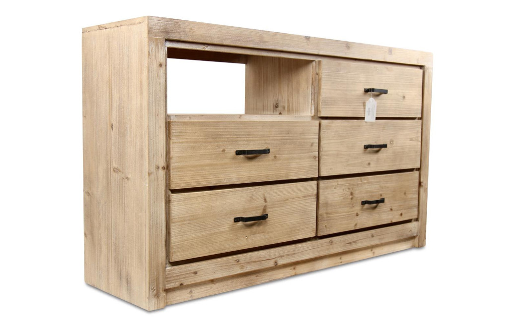 Kommode mit 5 Schubladen Naturholz 142x40x85cm