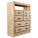 Cómoda 6 Cajones Madera Natural 100x40x127cm