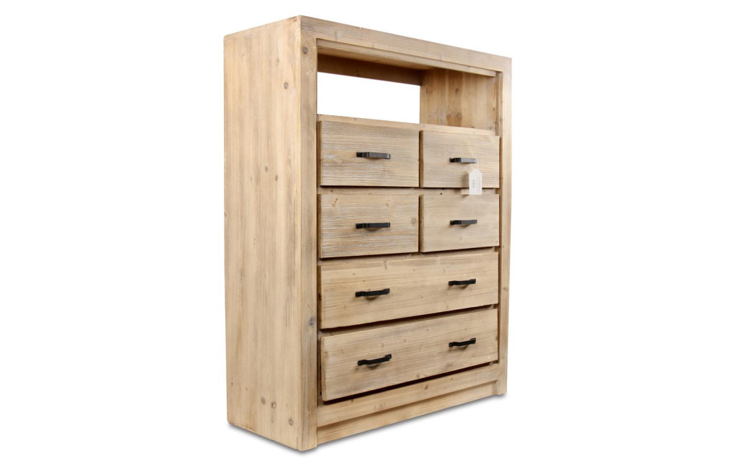 Kommode mit 6 Schubladen Naturholz 100x40x127cm