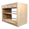 Ilot 2 Tiroirs Bois Naturel 142x80x106cm