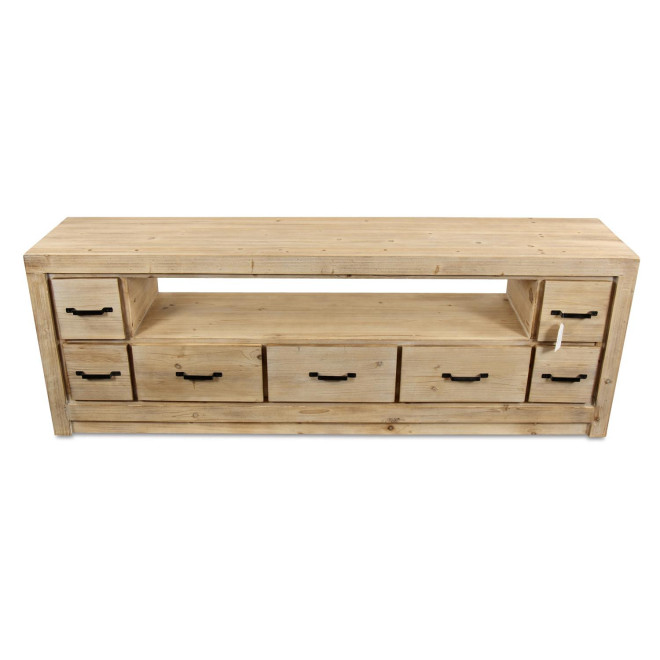 Meuble TV 7 Tiroirs Bois Naturel 184x40x64cm