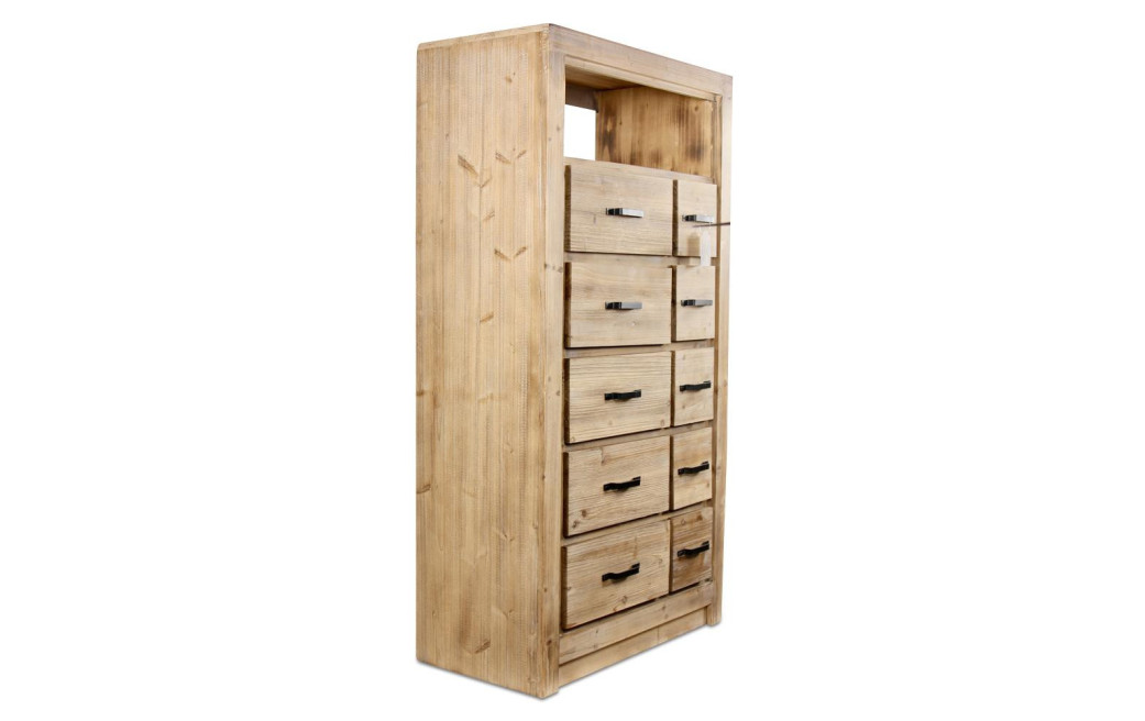 Semainier Chiffonnier 10 Tiroirs Bois Naturel 79x40x148,5cm