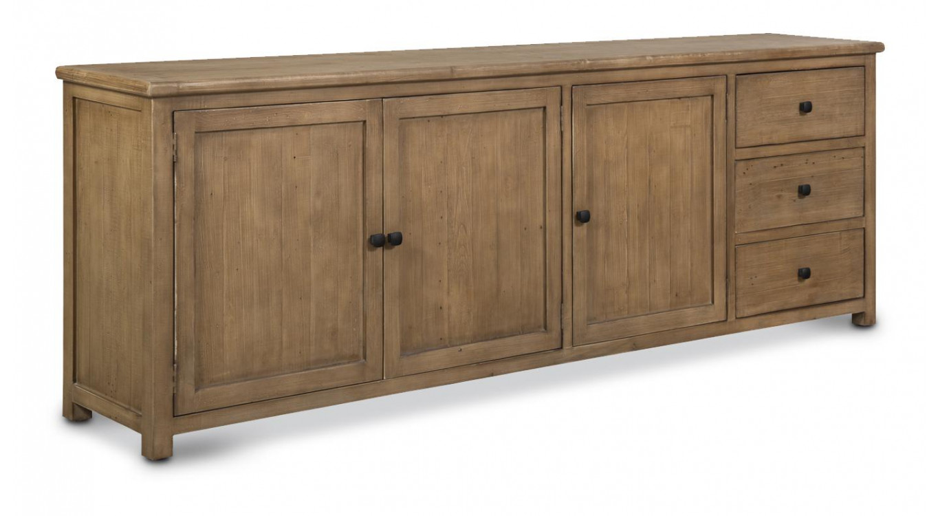 Truhe 3 Schubladen Holz Braun 240x45x85cm