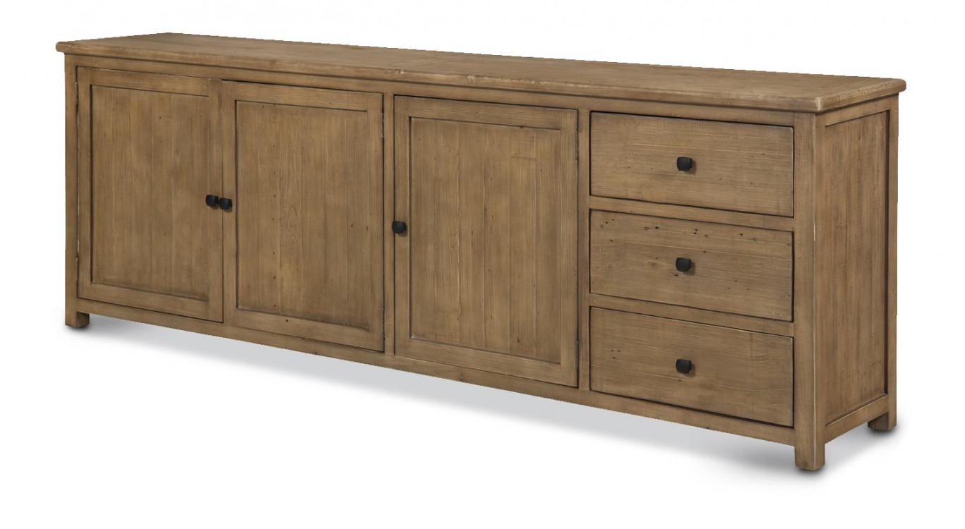 Bahut 3 Tiroirs Bois Marron 240x45x85cm