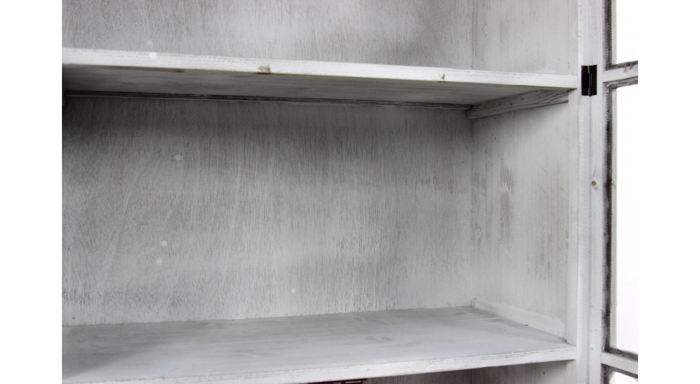 Geschirrschrank Holz Cerusé Weiß 85.5x42x185.5cm