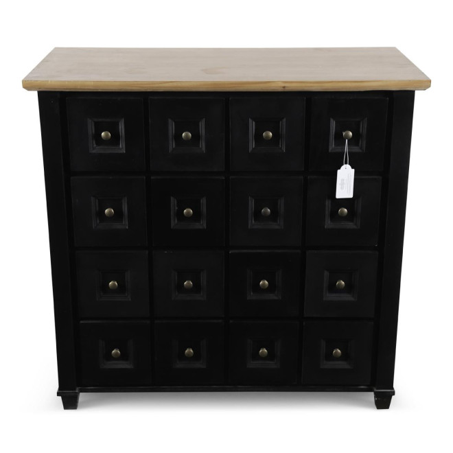 Bahut Grainetier 16 Tiroirs Bois Noir 100x49x95,5cm