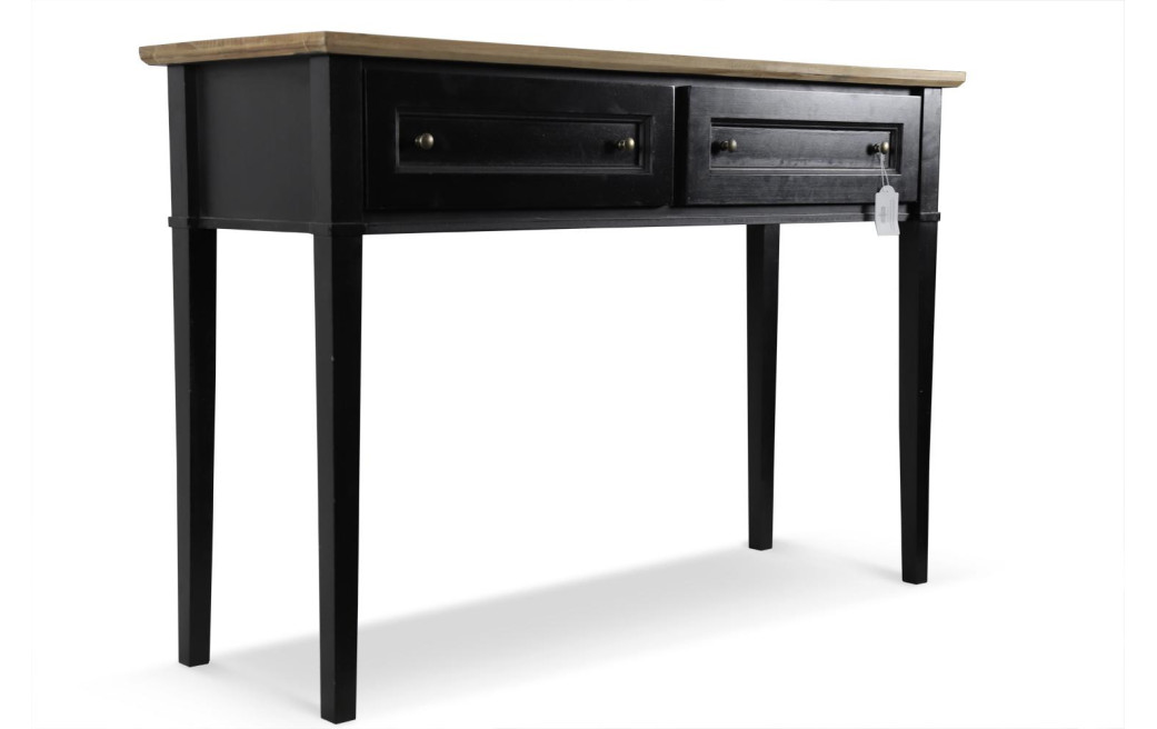 Console 2 Tiroirs Bois Noir 140x49x95,5cm