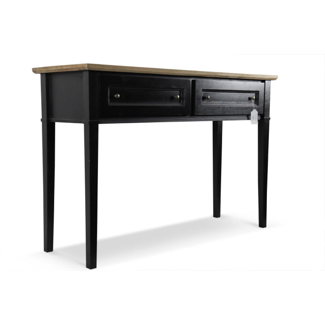 Console 2 Tiroirs Bois Noir 140x49x95,5cm