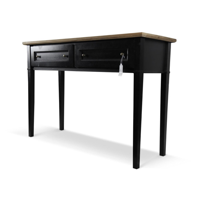 Console 2 Tiroirs Bois Noir 140x49x95,5cm
