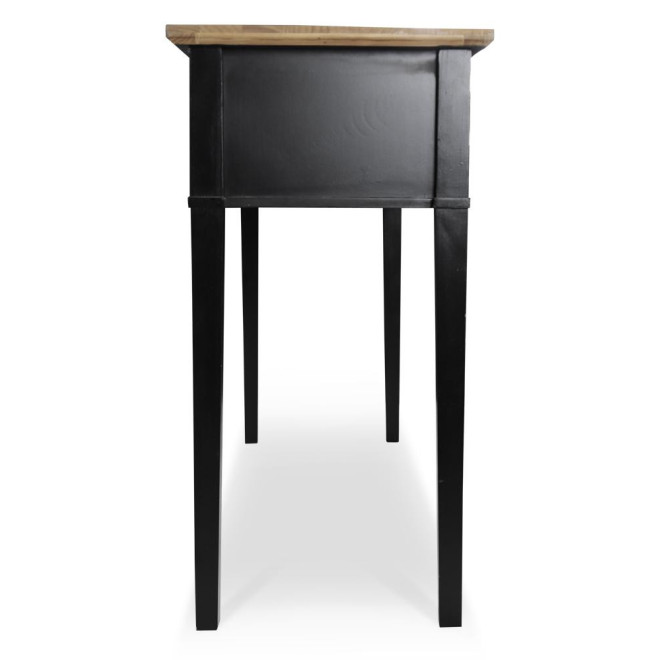 Console 2 Tiroirs Bois Noir 140x49x95,5cm