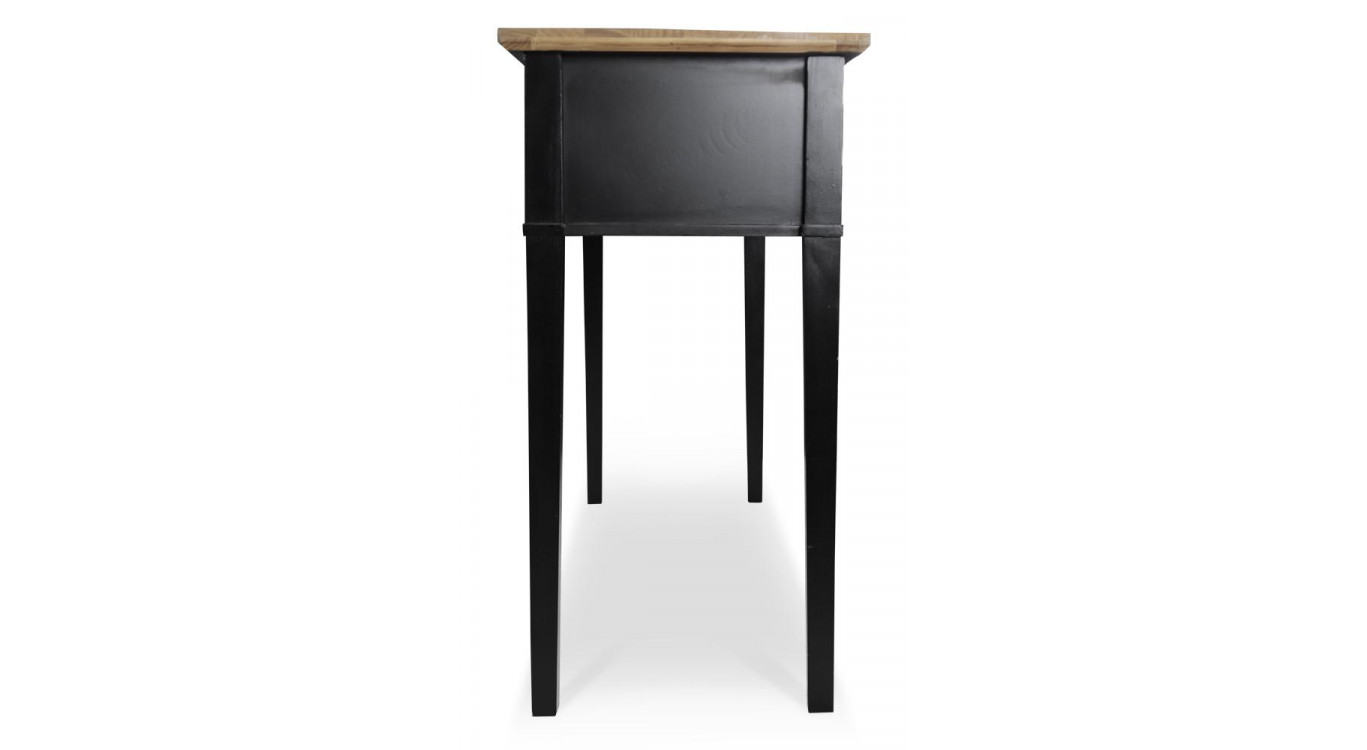 Console 2 Tiroirs Bois Noir 140x49x95,5cm