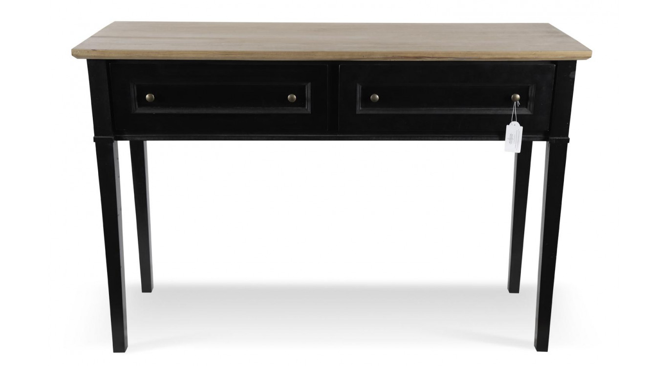 Console 2 Tiroirs Bois Noir 140x49x95,5cm