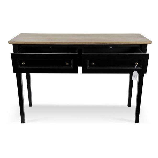 Konsole mit 2 Schubladen Holz Schwarz 140x49x95,5cm