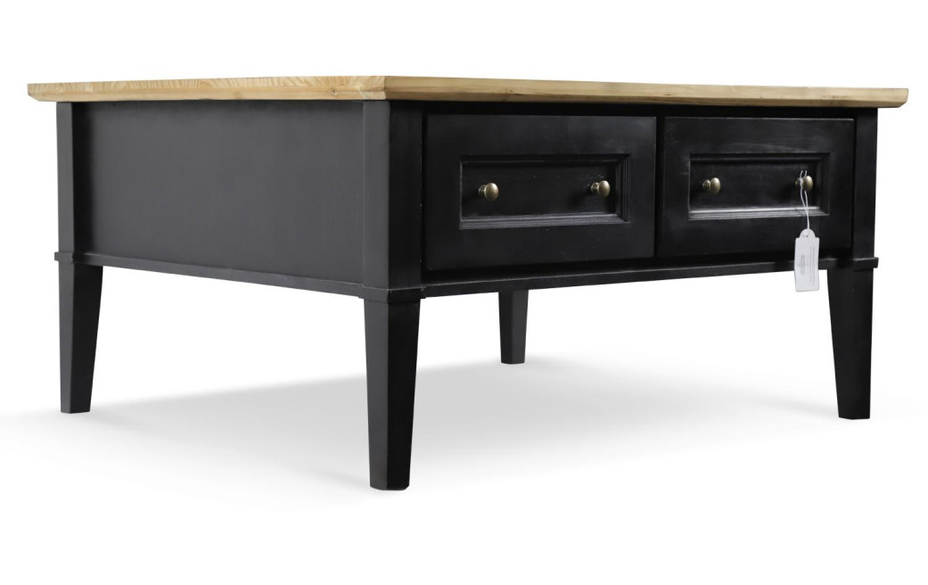 Niedriger Tisch mit 2 Schubladen Holz Schwarz 100x87x51cm