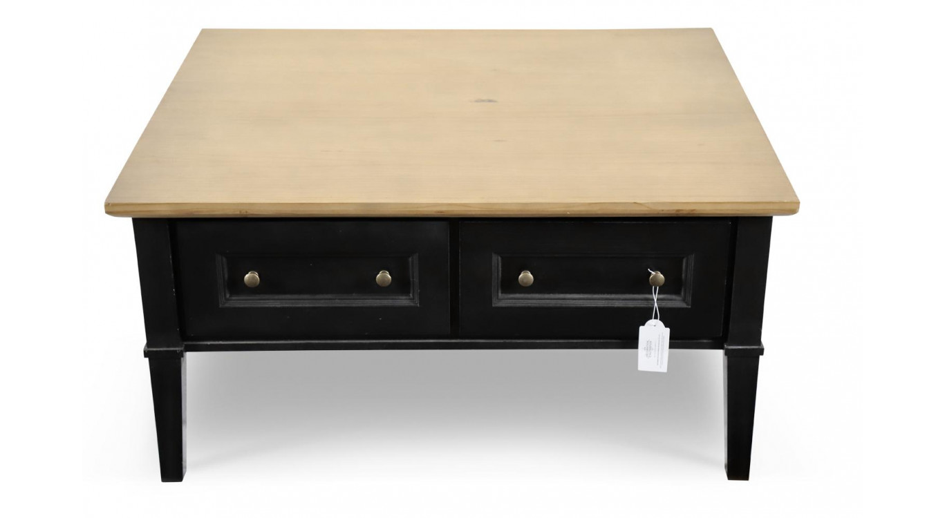 Niedriger Tisch mit 2 Schubladen Holz Schwarz 100x87x51cm