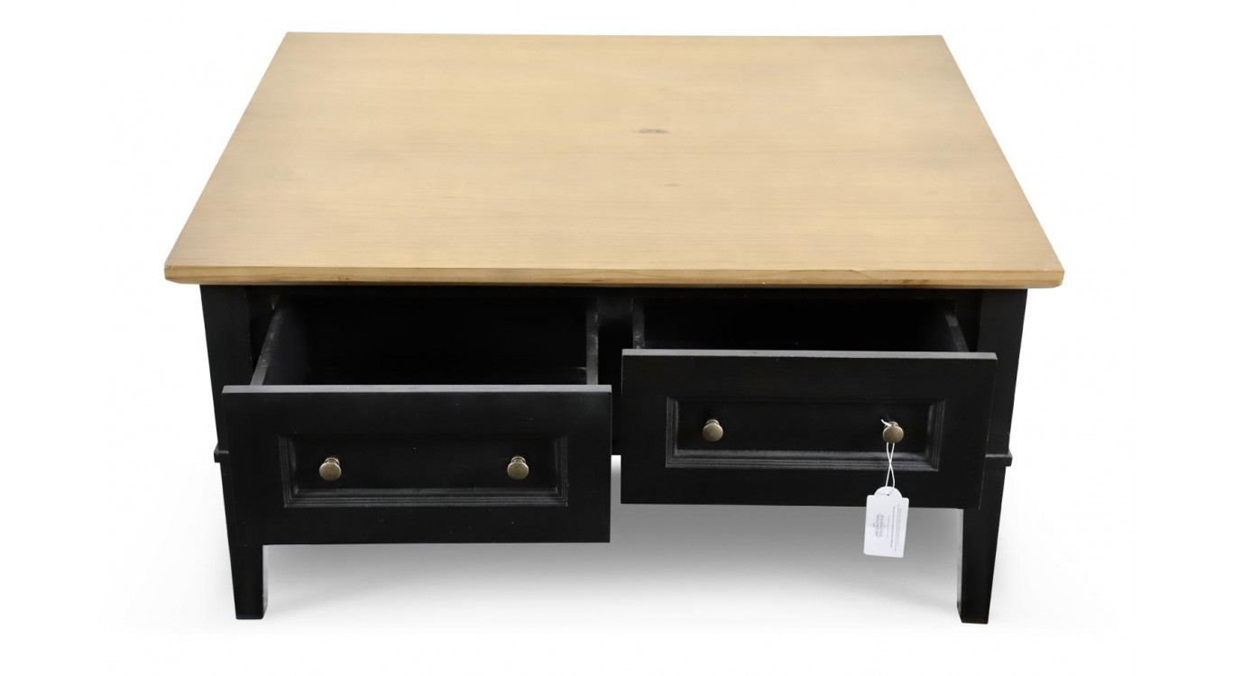 Niedriger Tisch mit 2 Schubladen Holz Schwarz 100x87x51cm