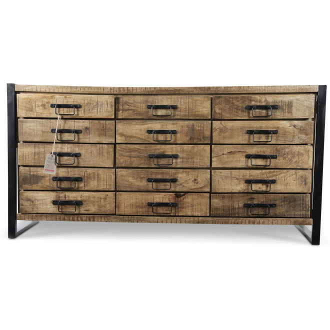 Bahut 15 Tiroirs Bois Marron 160x45x81cm