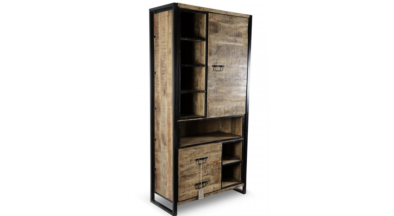 Buffet 2 Tiroirs Bois Marron 100x44x200,5cm