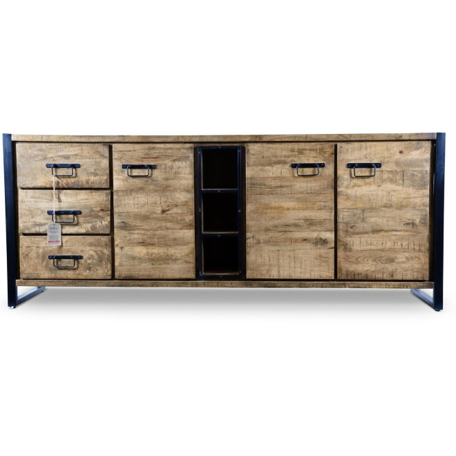 Bahut 3 Tiroirs Bois Marron 200x45x81cm