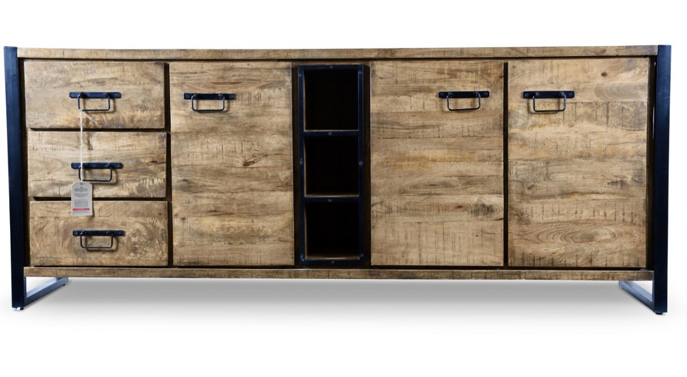 Truhe 3 Schubladen Holz Braun 200x45x81cm