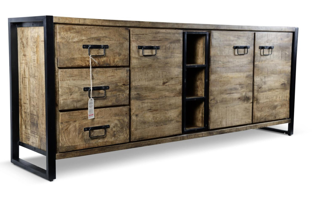 Bahut 3 Tiroirs Bois Marron 200x45x81cm