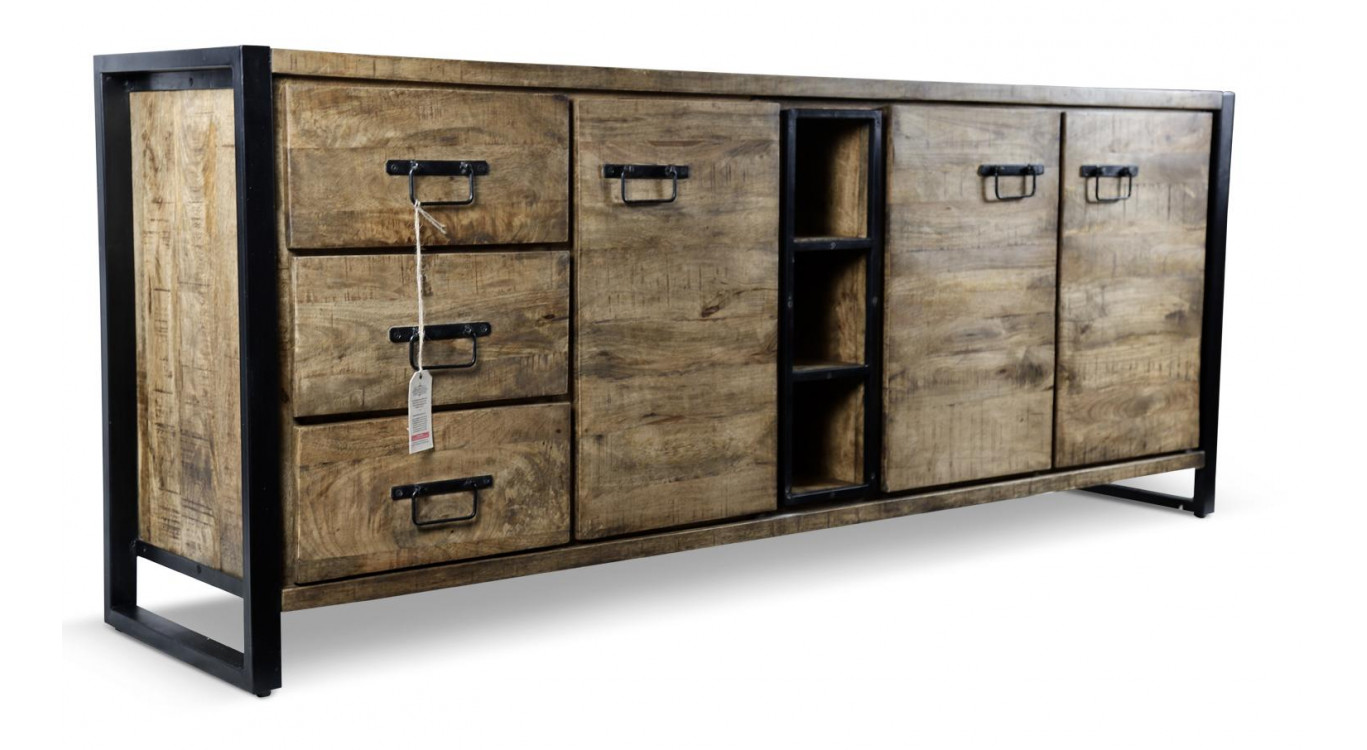 Truhe 3 Schubladen Holz Braun 200x45x81cm