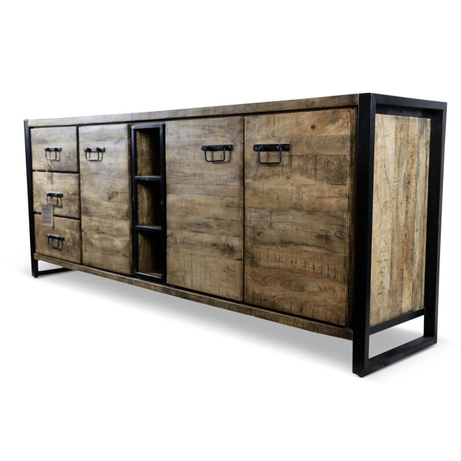 Truhe 3 Schubladen Holz Braun 200x45x81cm