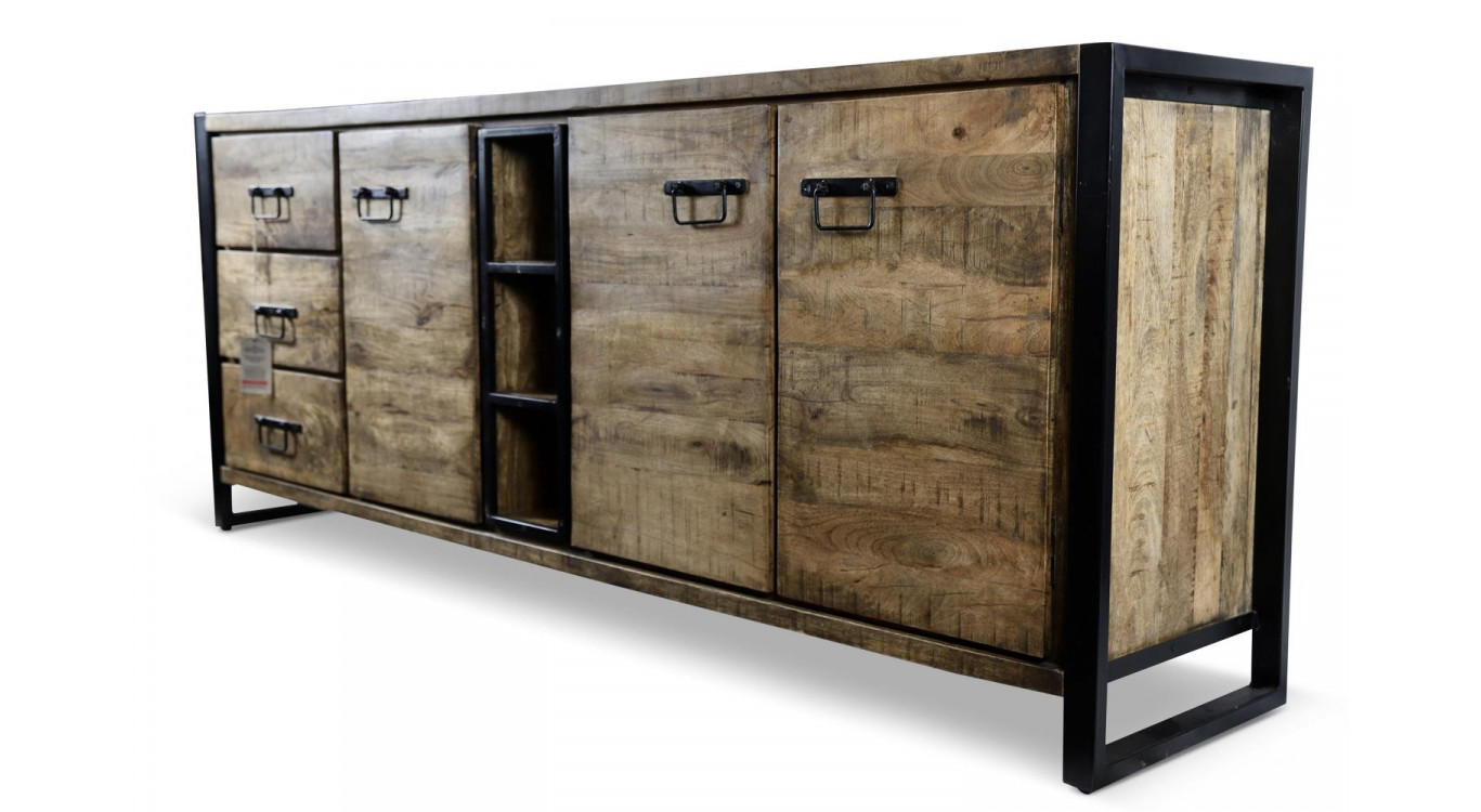 Truhe 3 Schubladen Holz Braun 200x45x81cm