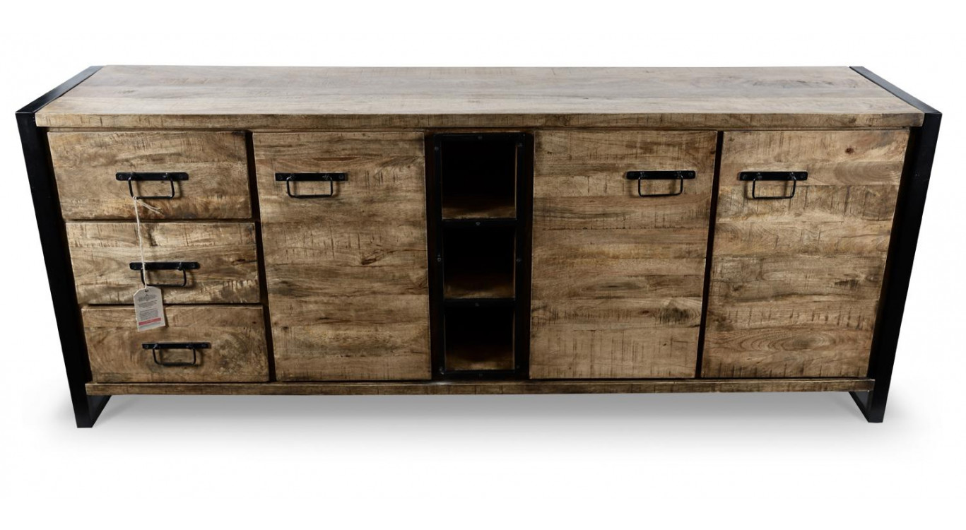 Truhe 3 Schubladen Holz Braun 200x45x81cm