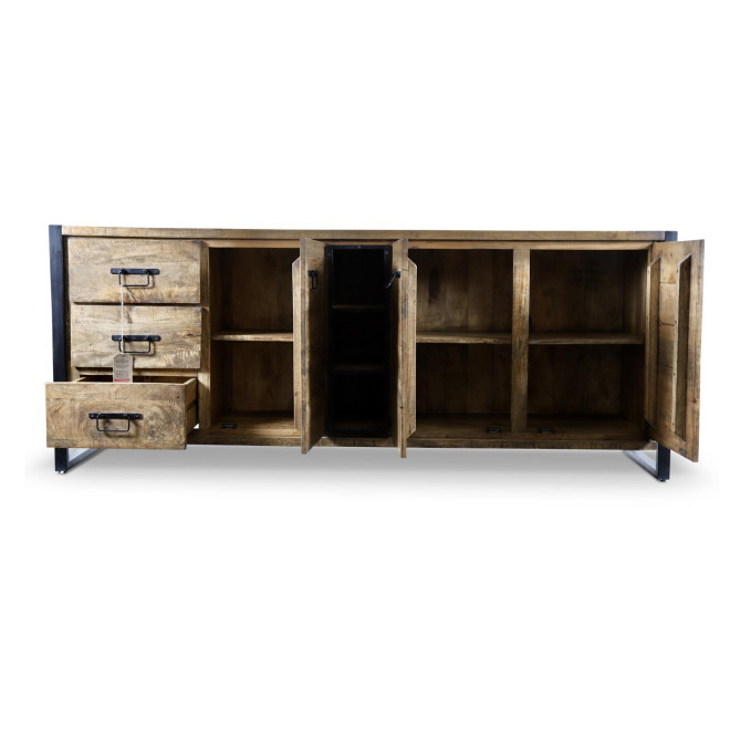 Bahut 3 Tiroirs Bois Marron 200x45x81cm