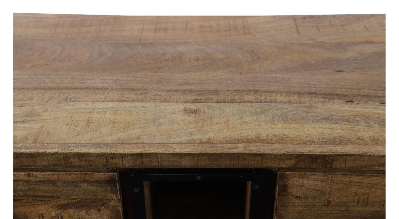 Truhe 3 Schubladen Holz Braun 200x45x81cm