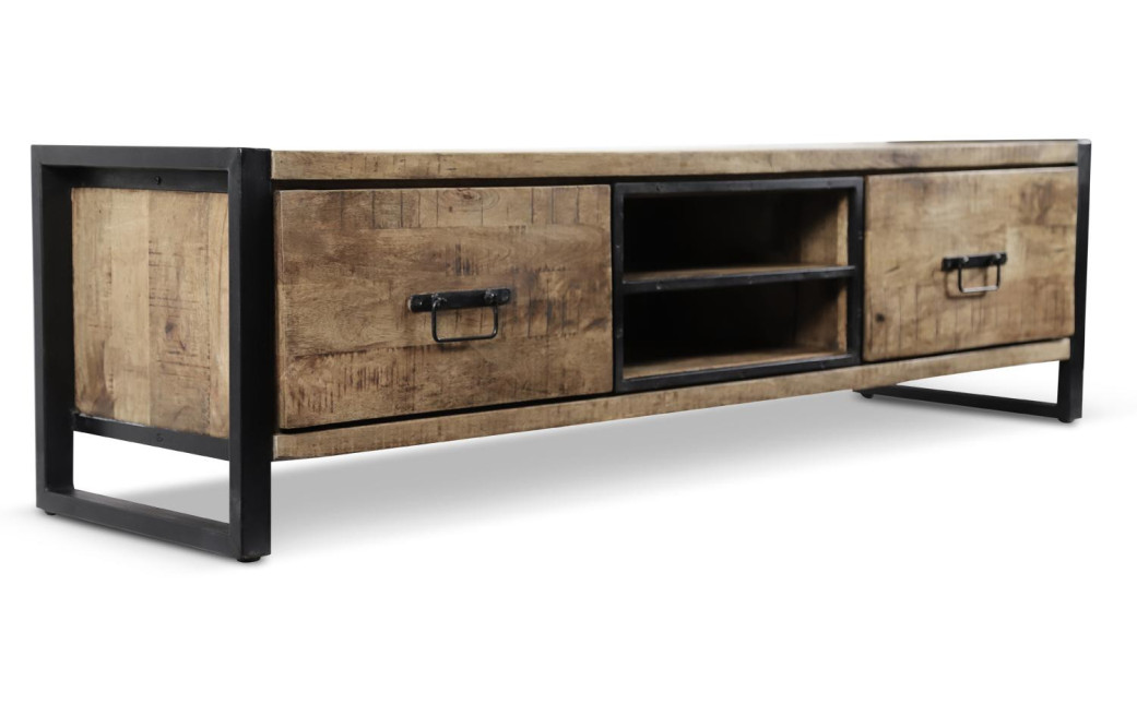 TV-Möbel mit 2 Schubladen Holz Braun 159x45x45,5cm