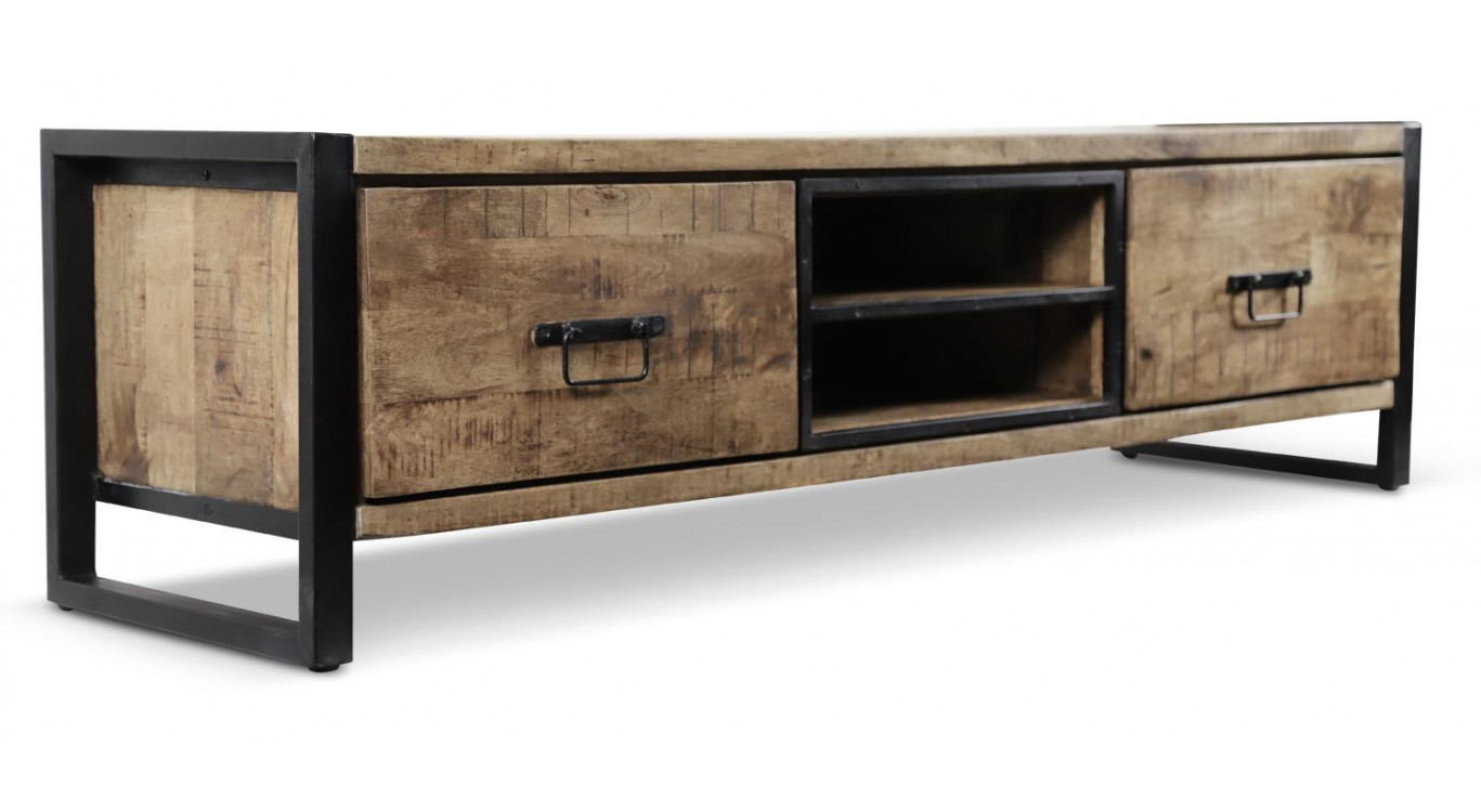 TV-Möbel mit 2 Schubladen Holz Braun 159x45x45,5cm