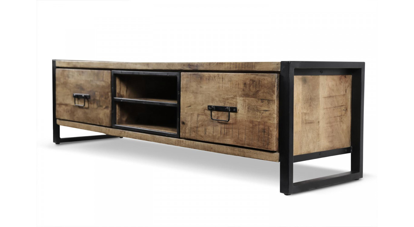 TV-Möbel mit 2 Schubladen Holz Braun 159x45x45,5cm