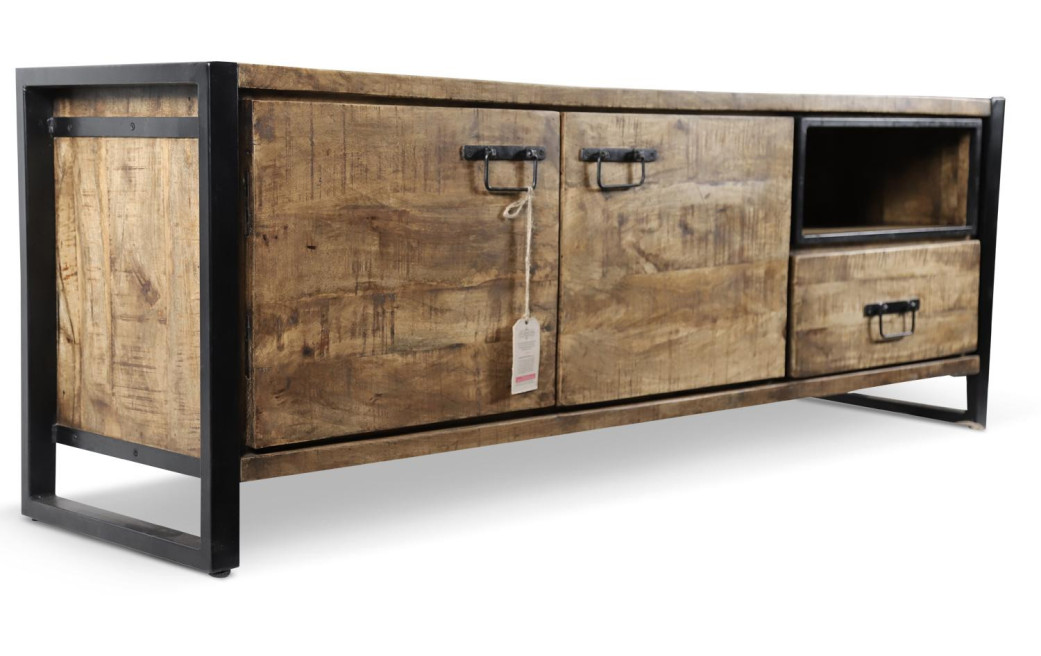 Meuble TV 1 Tiroir Bois Marron 170x45x60cm