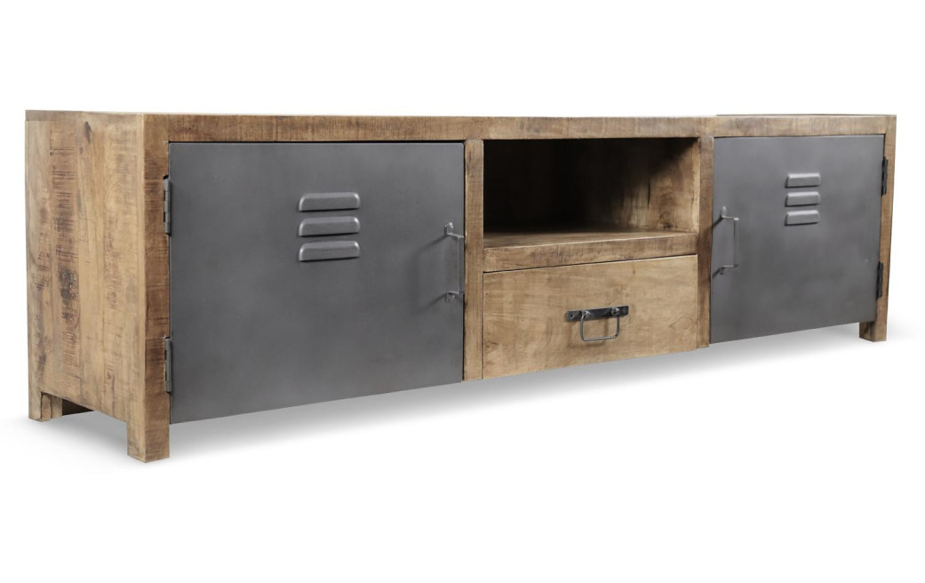 Meuble TV 1 Tiroir Bois Marron 180x40x50cm