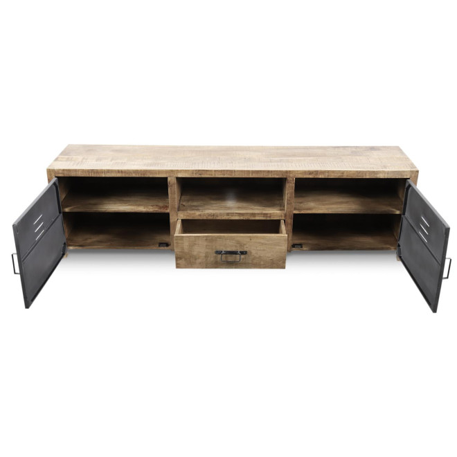 Meuble TV 1 Tiroir Bois Marron 180x40x50cm
