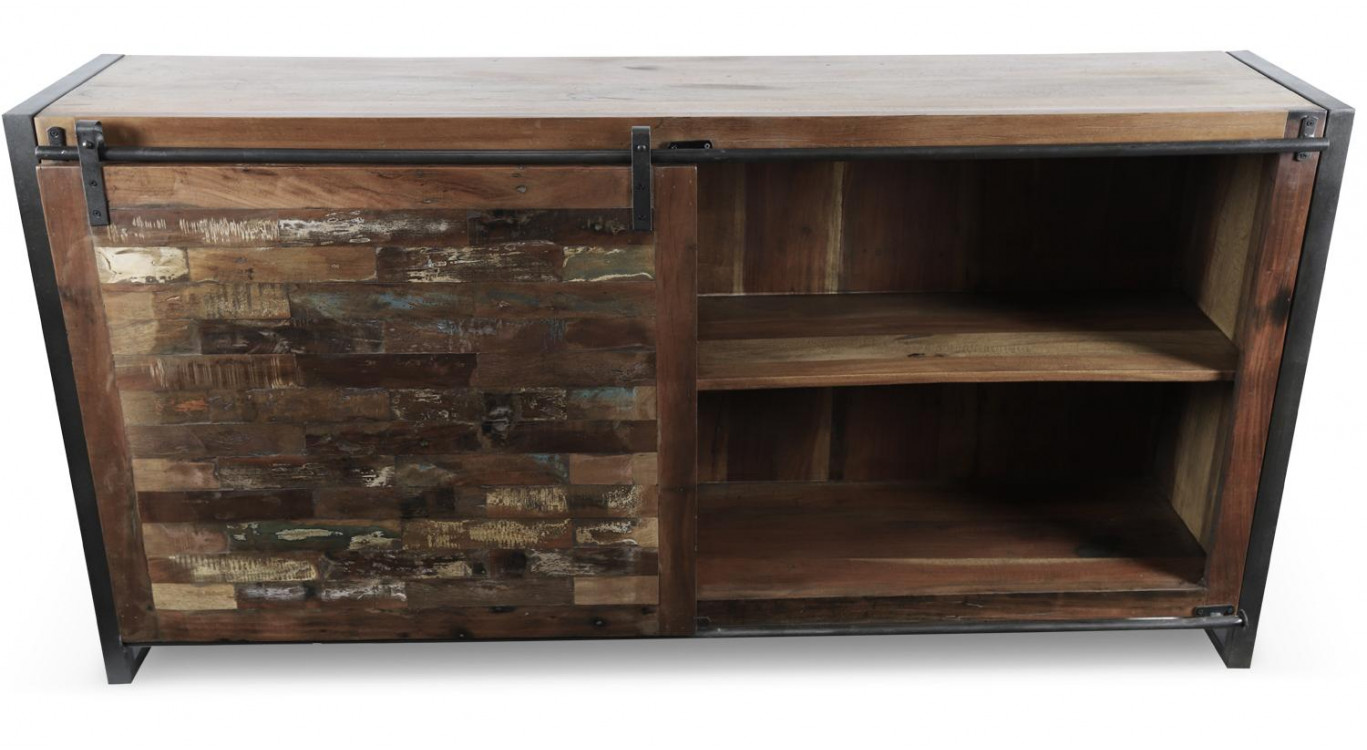Bahut 6 Tiroirs Bois Marron 180x40x91cm