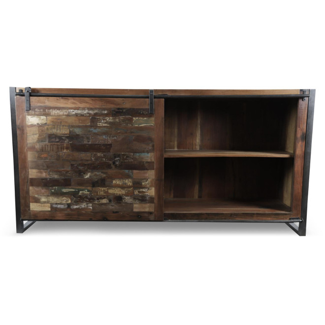 Bahut 6 Tiroirs Bois Marron 180x40x91cm