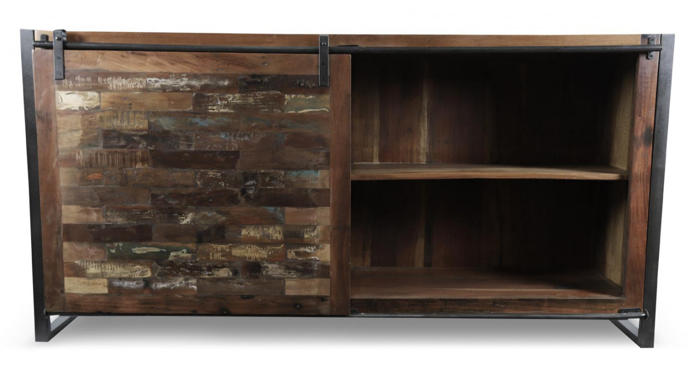 Truhe 6 Schubladen Holz Braun 180x40x91cm