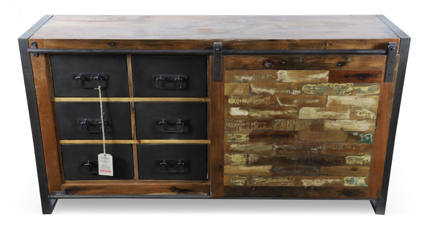 Kommode mit 6 Schubladen Holz Braun 150x40x81cm