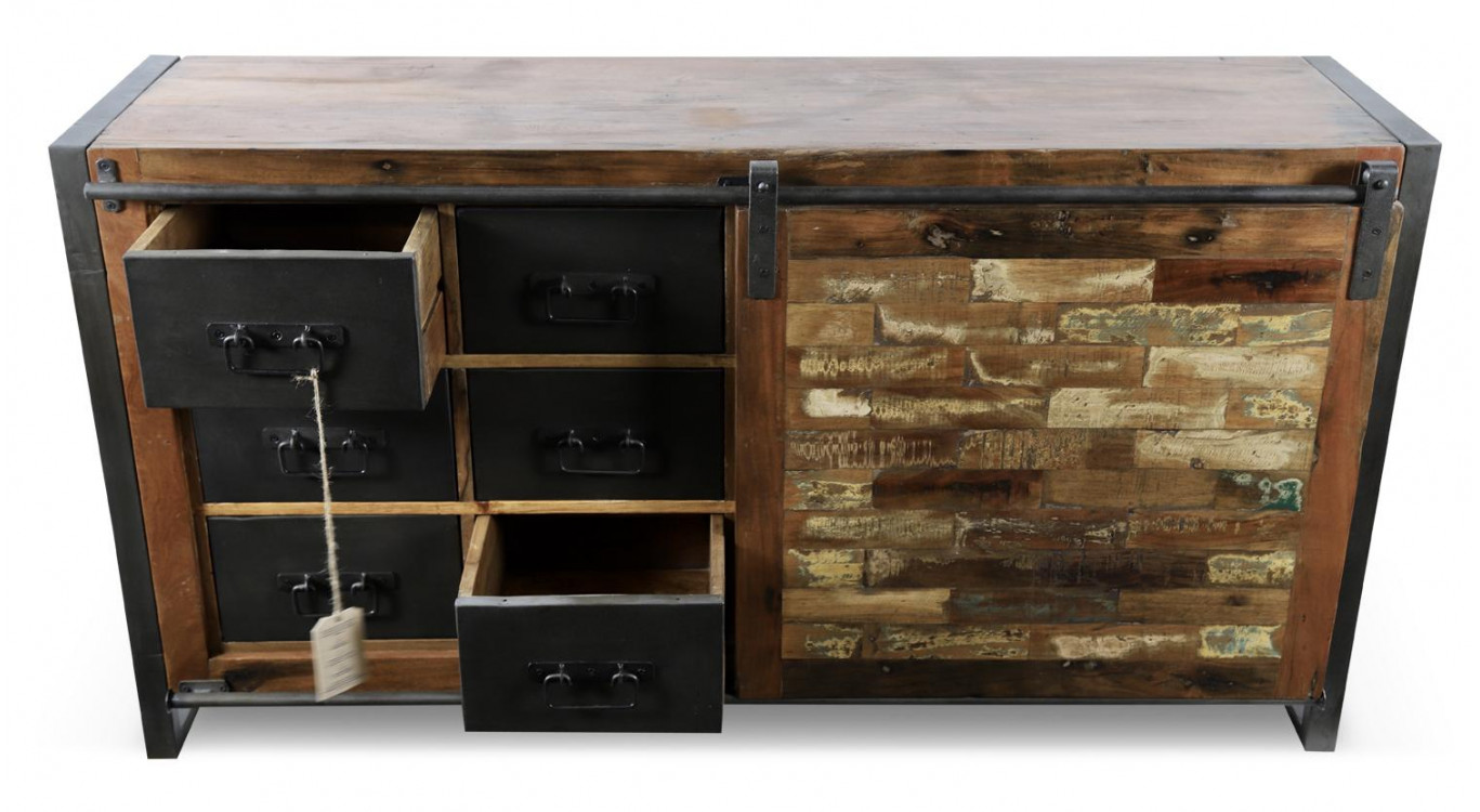 Kommode mit 6 Schubladen Holz Braun 150x40x81cm