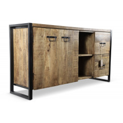 Truhe mit 2 Schubladen Holz Braun 160x43x86cm
