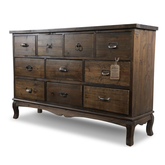 Commode Grainetier 10 Tiroirs Bois 125x35x80cm