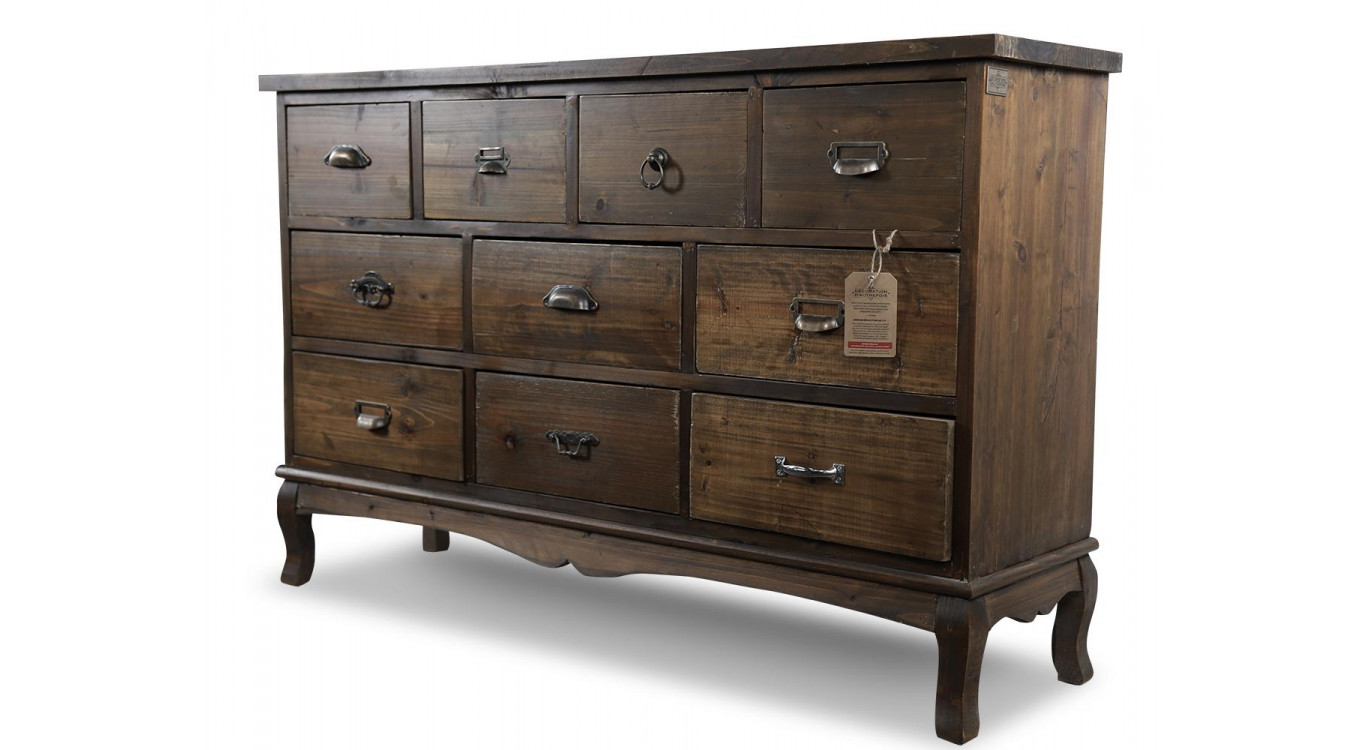 Kommode Grainetier 10 Schubladen Holz 125x35x80cm